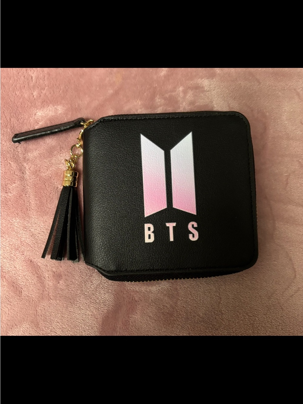 BTS black Zip Wallet